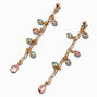 Gold Pastel Bezel Crystals 2&quot; Linear Drop Earrings,