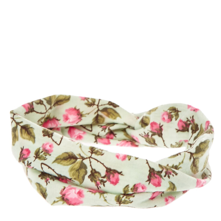 Bandeau tricot rose vert menthe,