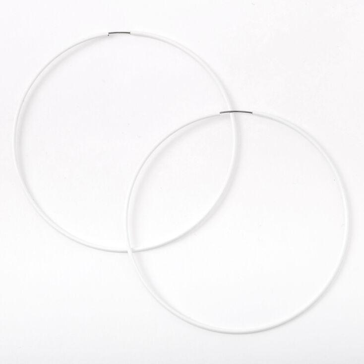 White 80MM Hoop Earrings,