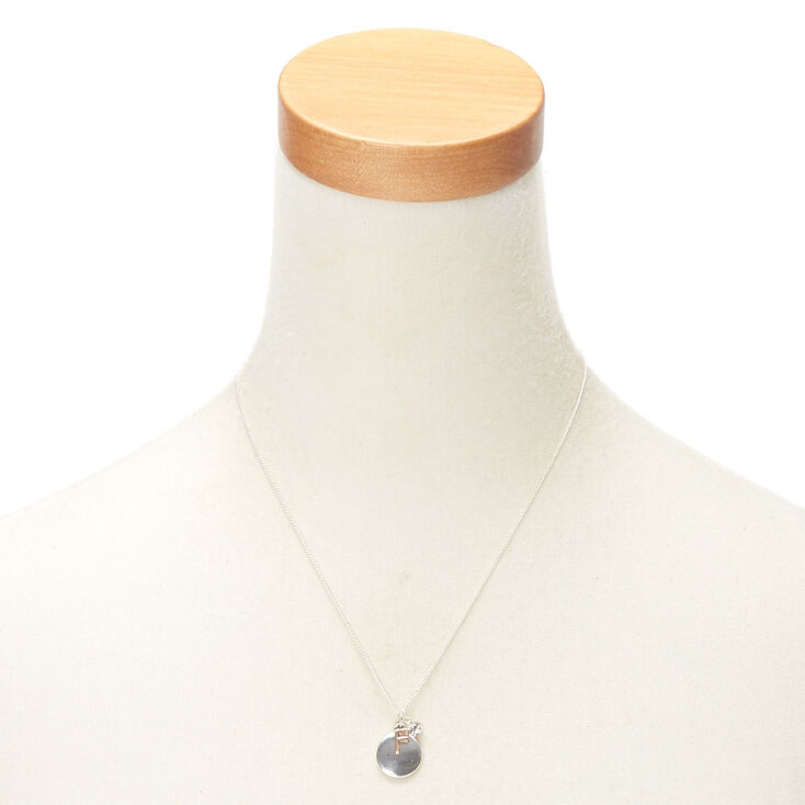Mixed Metal Initial Charm Pendant Necklace - F,