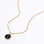 Gold Enamel Initial Pendant Necklace - Black, S,