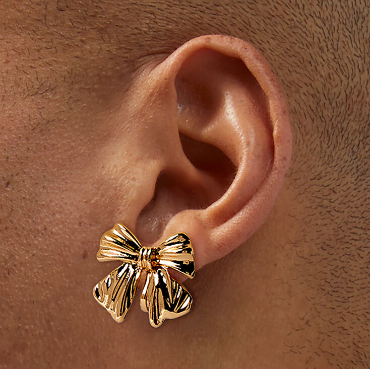 Gold-tone Bow Clip-On Earrings,