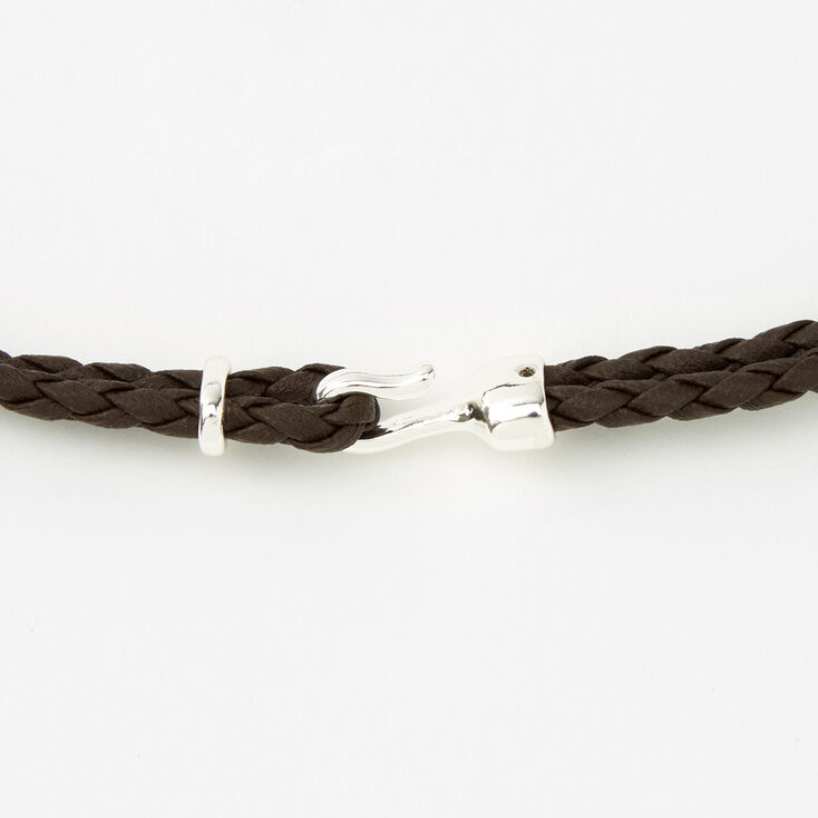 Brown Leather Look Braided Wrap Bracelet,
