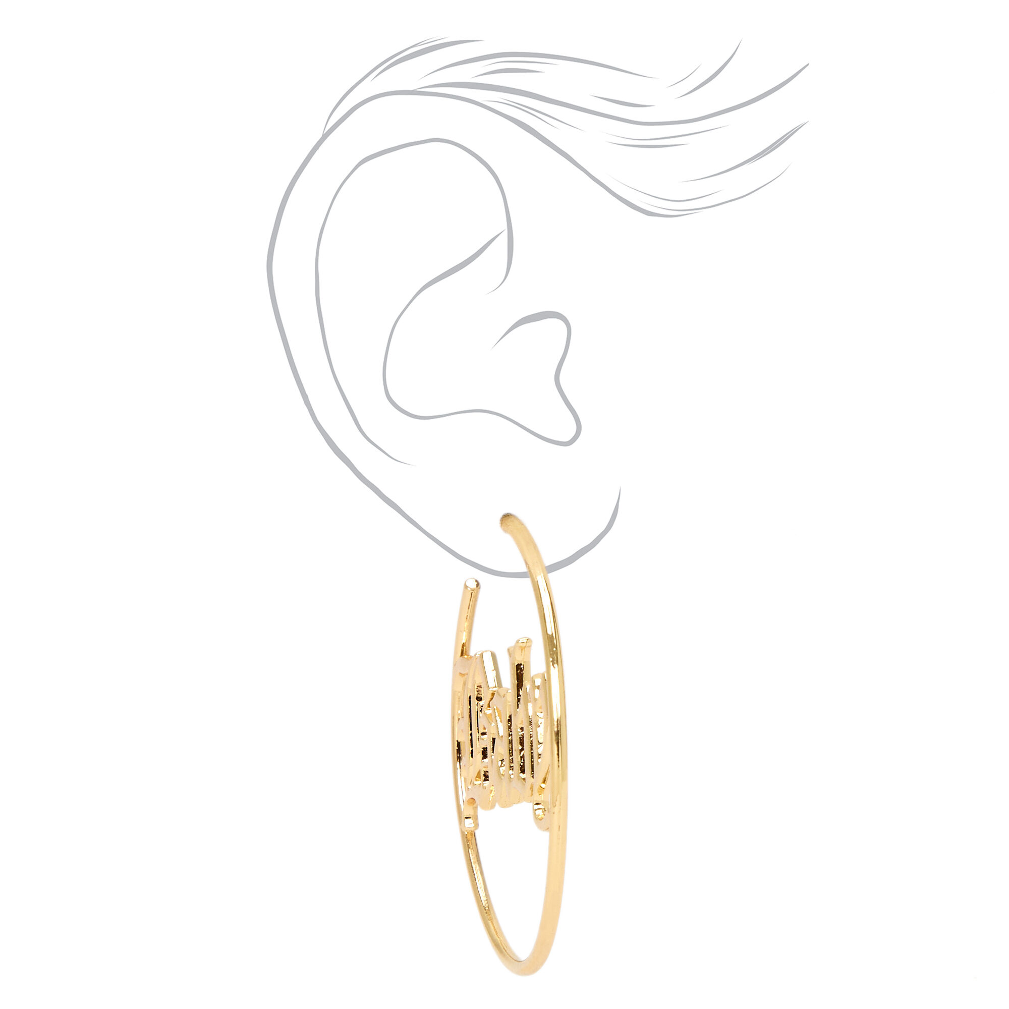 Gold 60MM Baby Script Hoop Earrings,