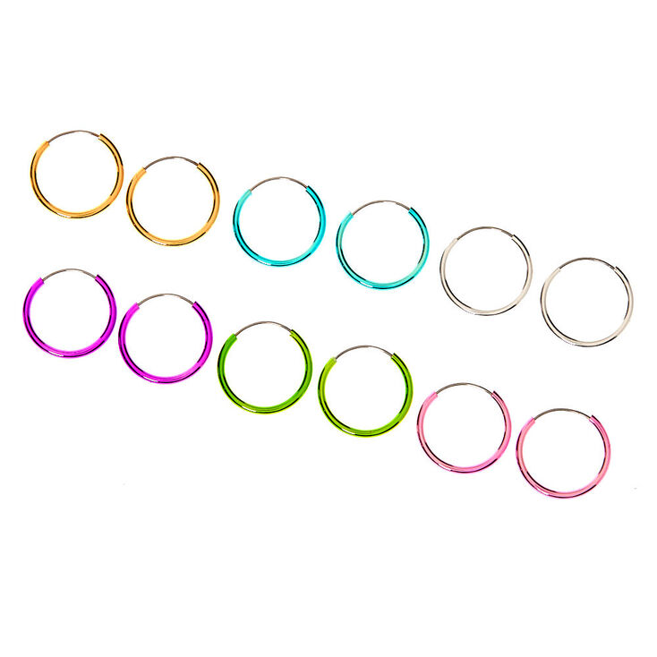 Claire's Créoles arc-en-ciel pastel 10 mm - Lot de 6