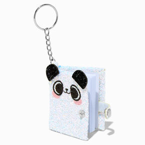 Porte-cl&eacute;s mini journal panda &agrave; paillettes,