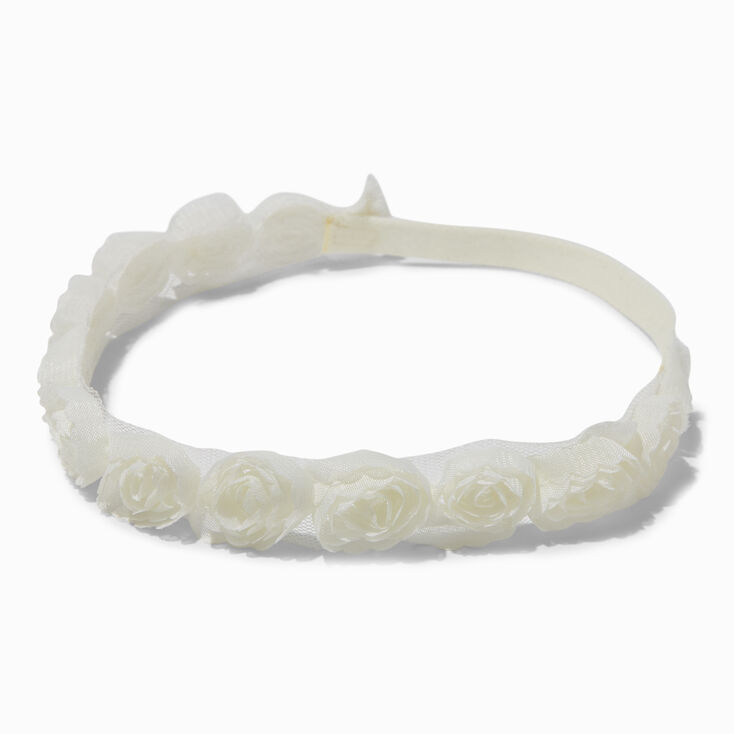 Claire&#39;s Club White Rose Flower Headwrap,