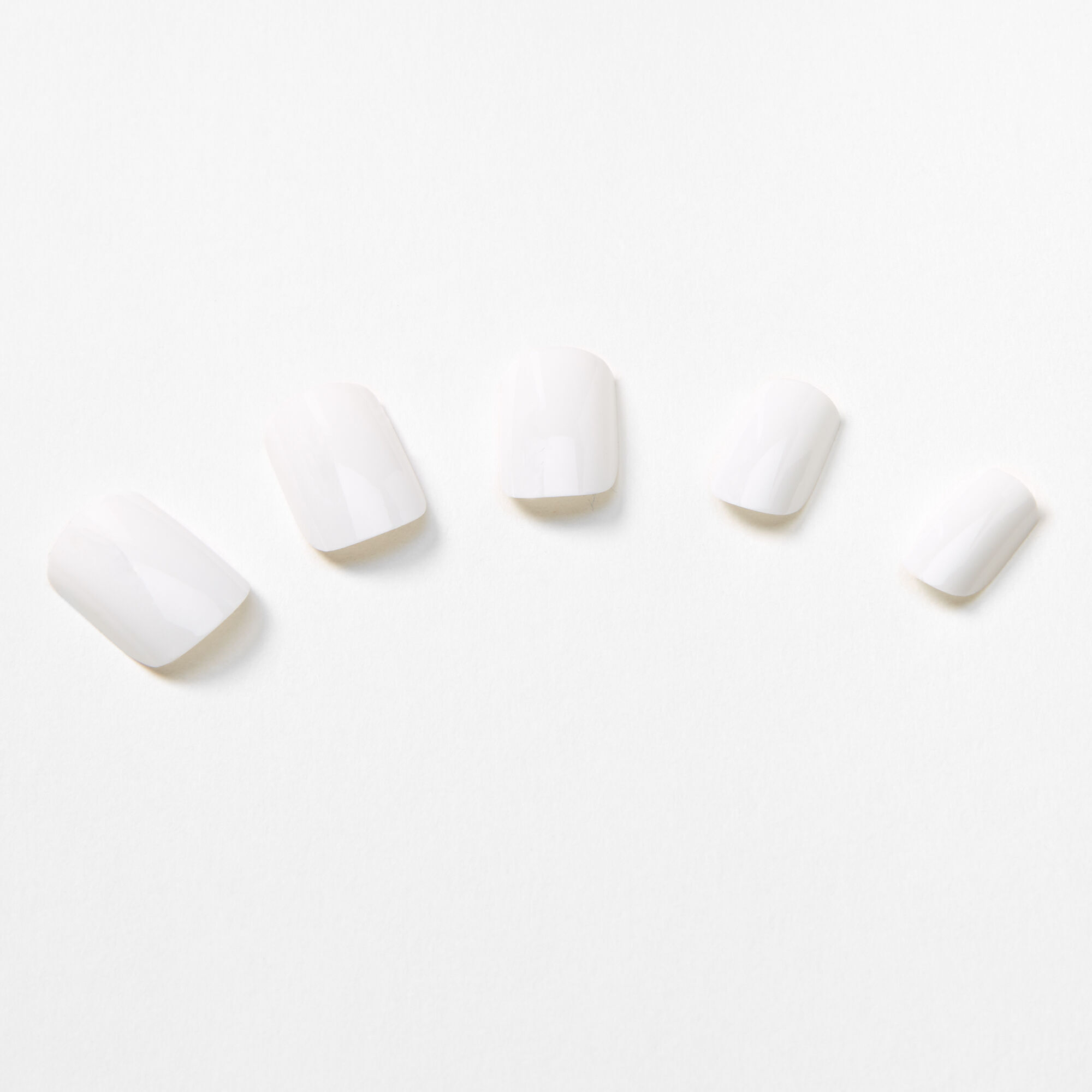 Faux ongles carrés brillants - Blanc, lot de 24,