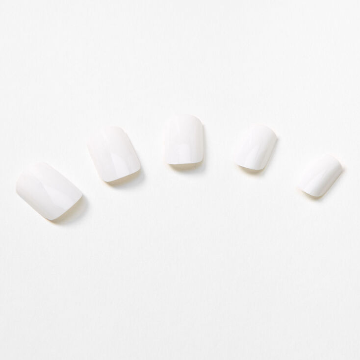 Faux ongles carr&eacute;s brillants - Blanc, lot de 24,