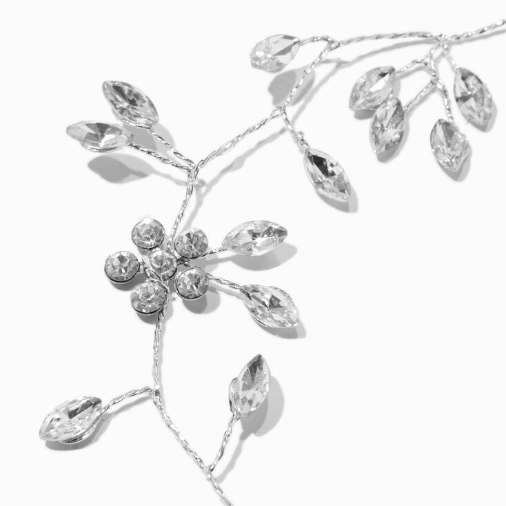 Silver-tone Rhinestone Leaf Hair Vine,