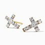 24kt Gold Plated Crystal Cross Studs Ear Piercing Kit with Ear Care Solution,