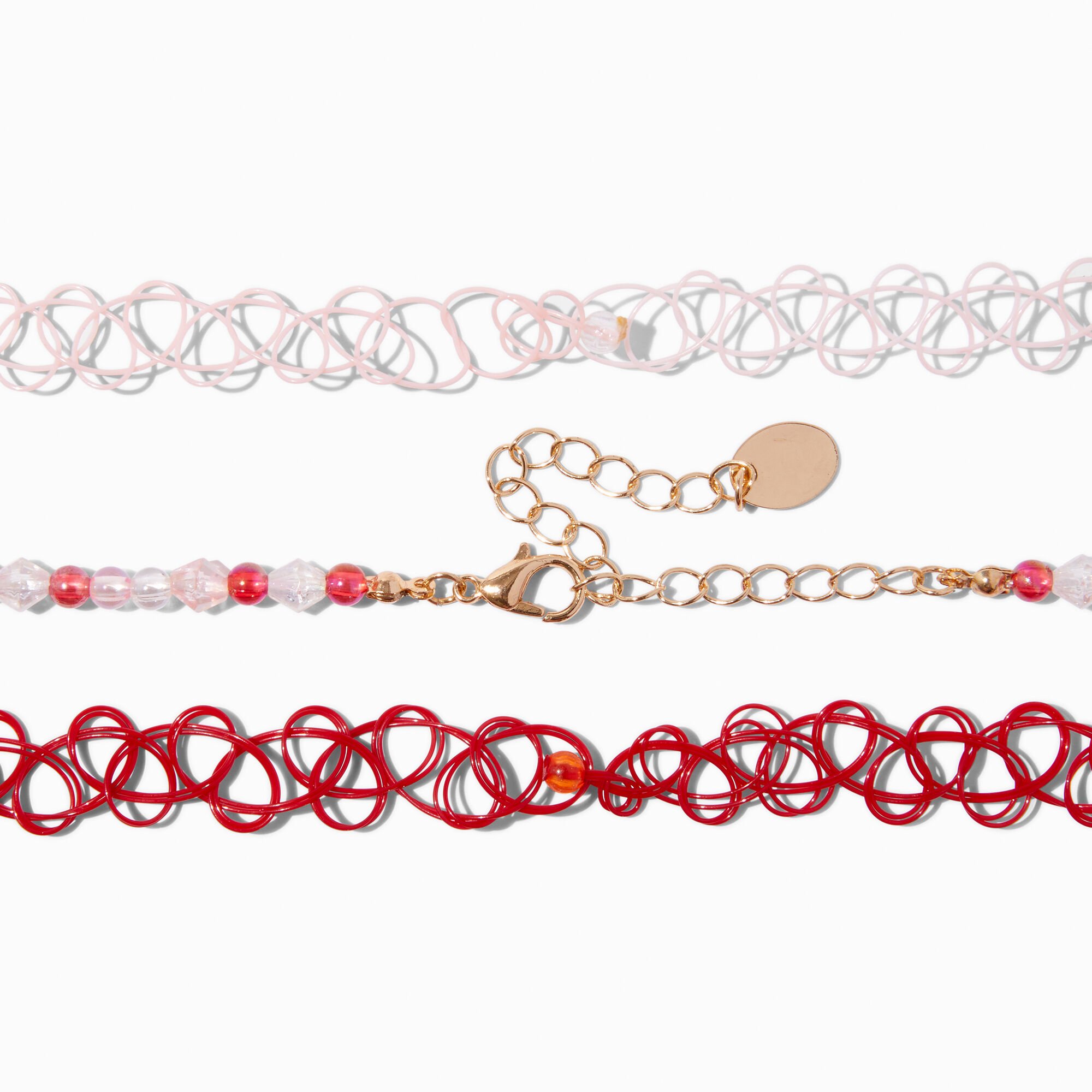 Cherry Pearl Tattoo Choker Necklaces - 3 Pack,