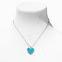 C LUXE by Claire&#39;s 18k Yellow Gold Plated Cubic Zirconia Turquoise Heart Pendant Necklace,