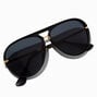 Matte Black &amp; Gold-tone Aviator Sunglasses,