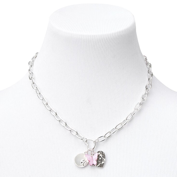 Pink Butterfly Pendant Necklace,