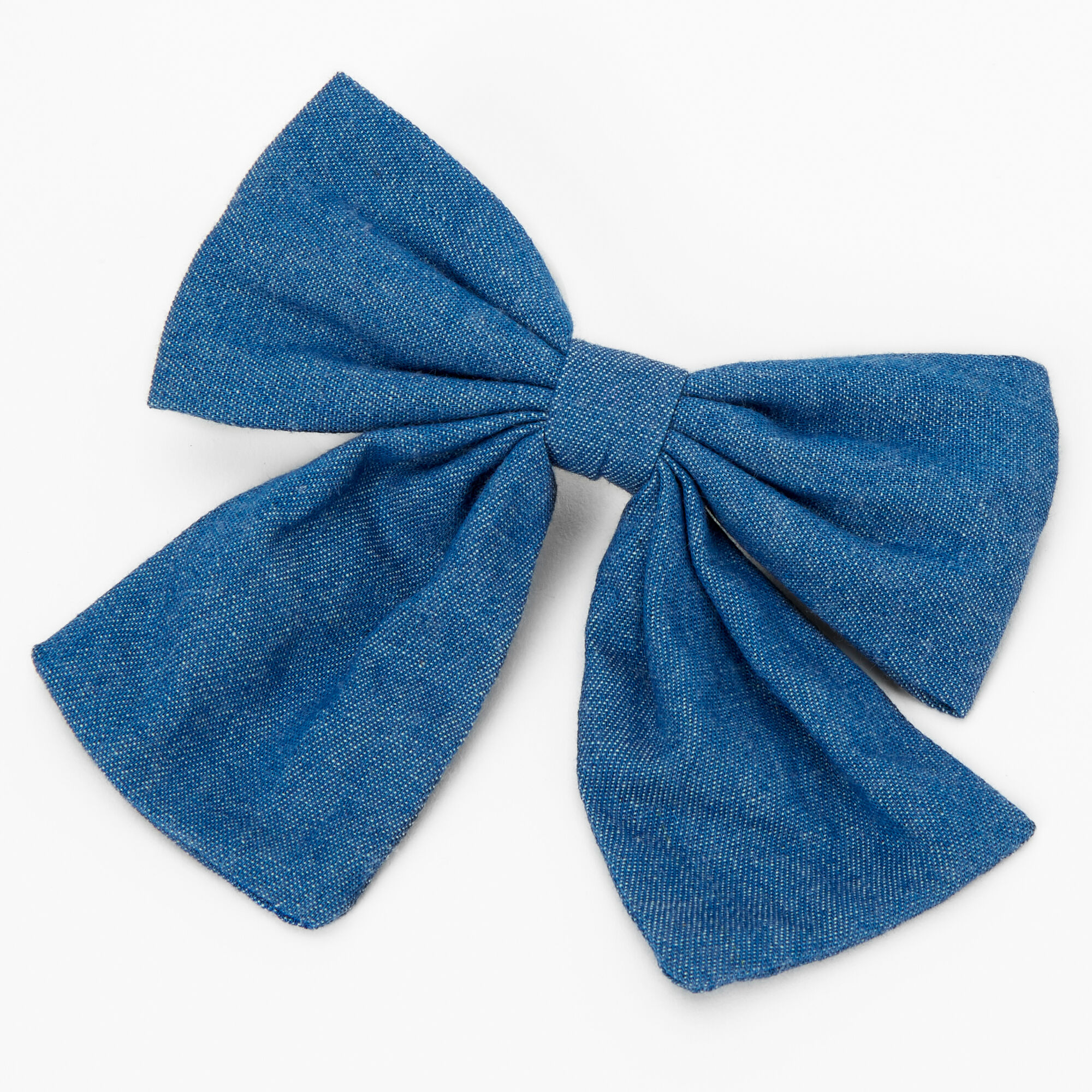 Blue Denim Large Hair Bow Clip | Claire's US