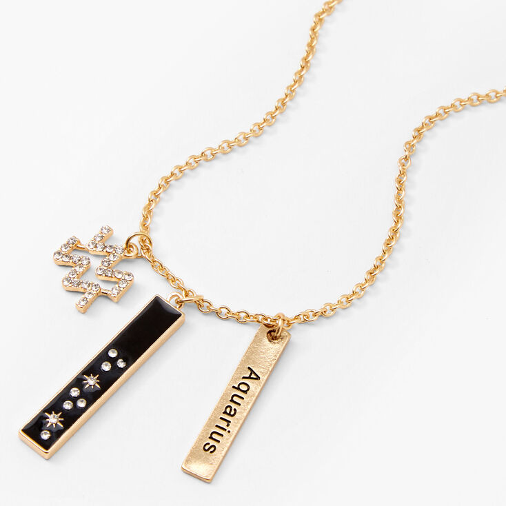Gold Zodiac Symbol Pendant Charm Necklace - Aquarius | Claire's US