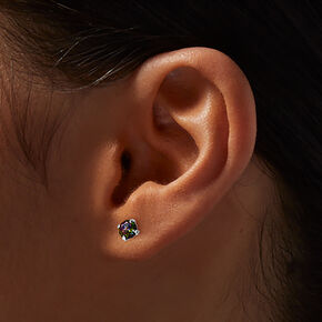 Rainbow AB Iridescent Cubic Zirconia 5mm Stud Earrings ,