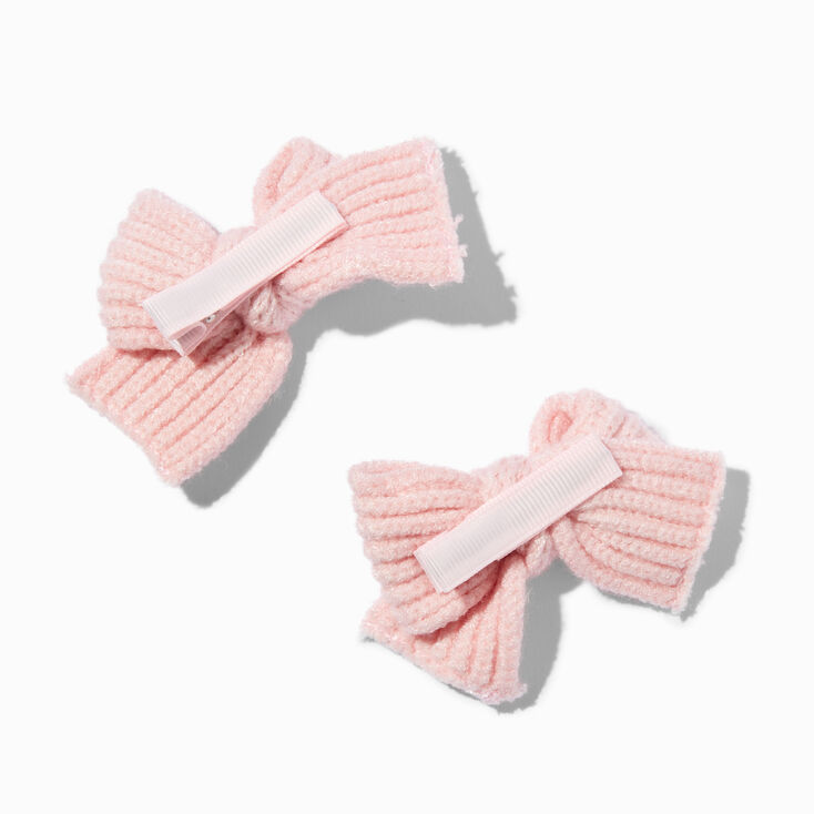 Claire&#39;s Club Pink Knit Hair Bow Clips - 6 Pack,