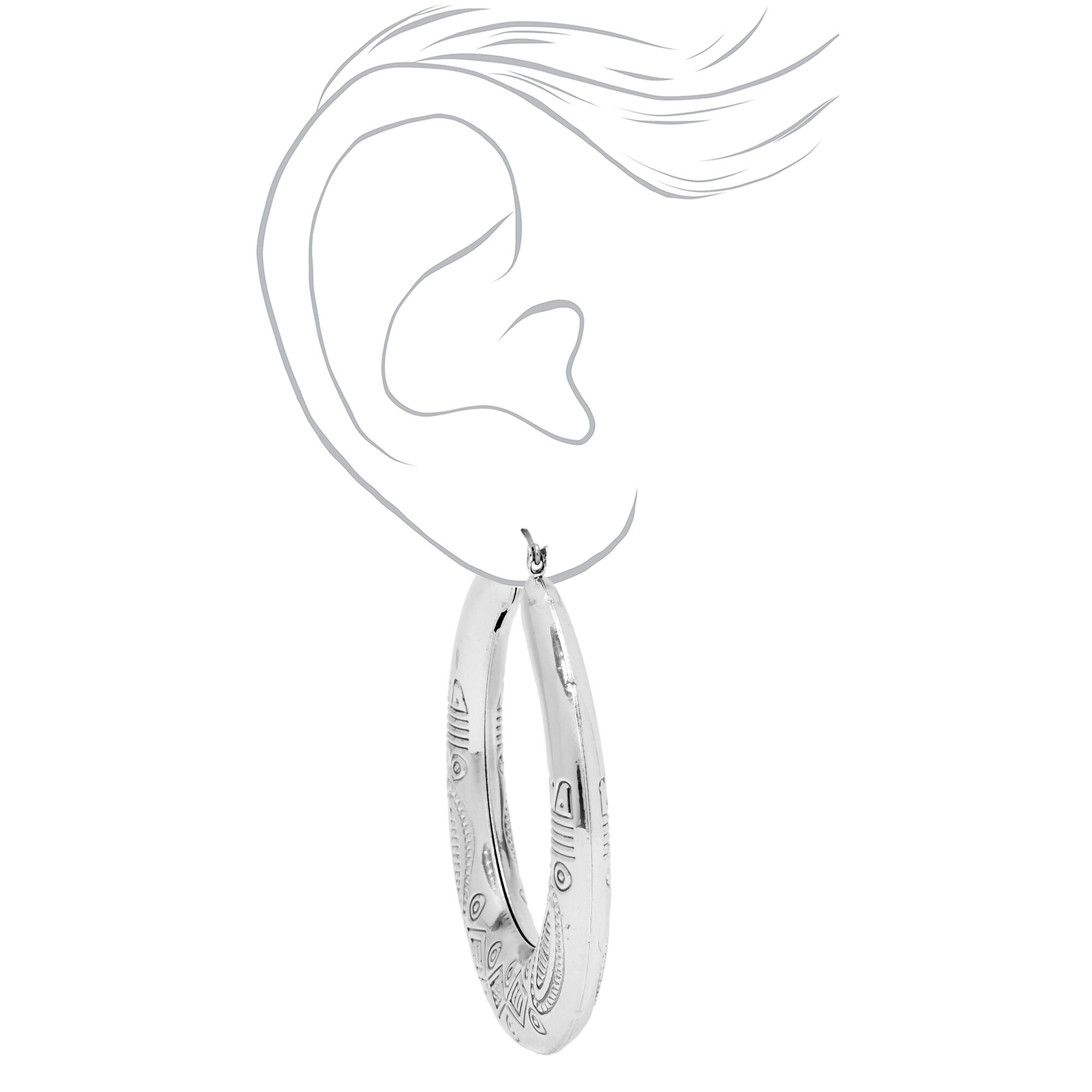 Silver 60MM Boho Hoop Earrings,