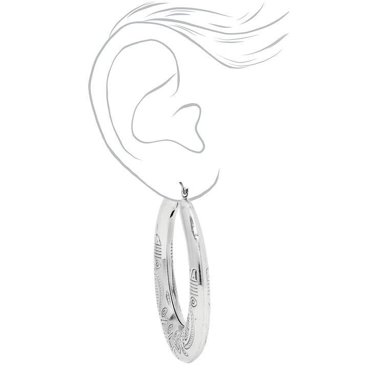 Silver 60MM Boho Hoop Earrings,