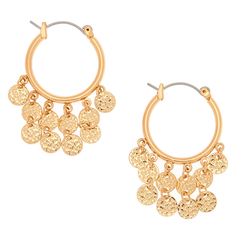 Gold disc clearance hoop earrings