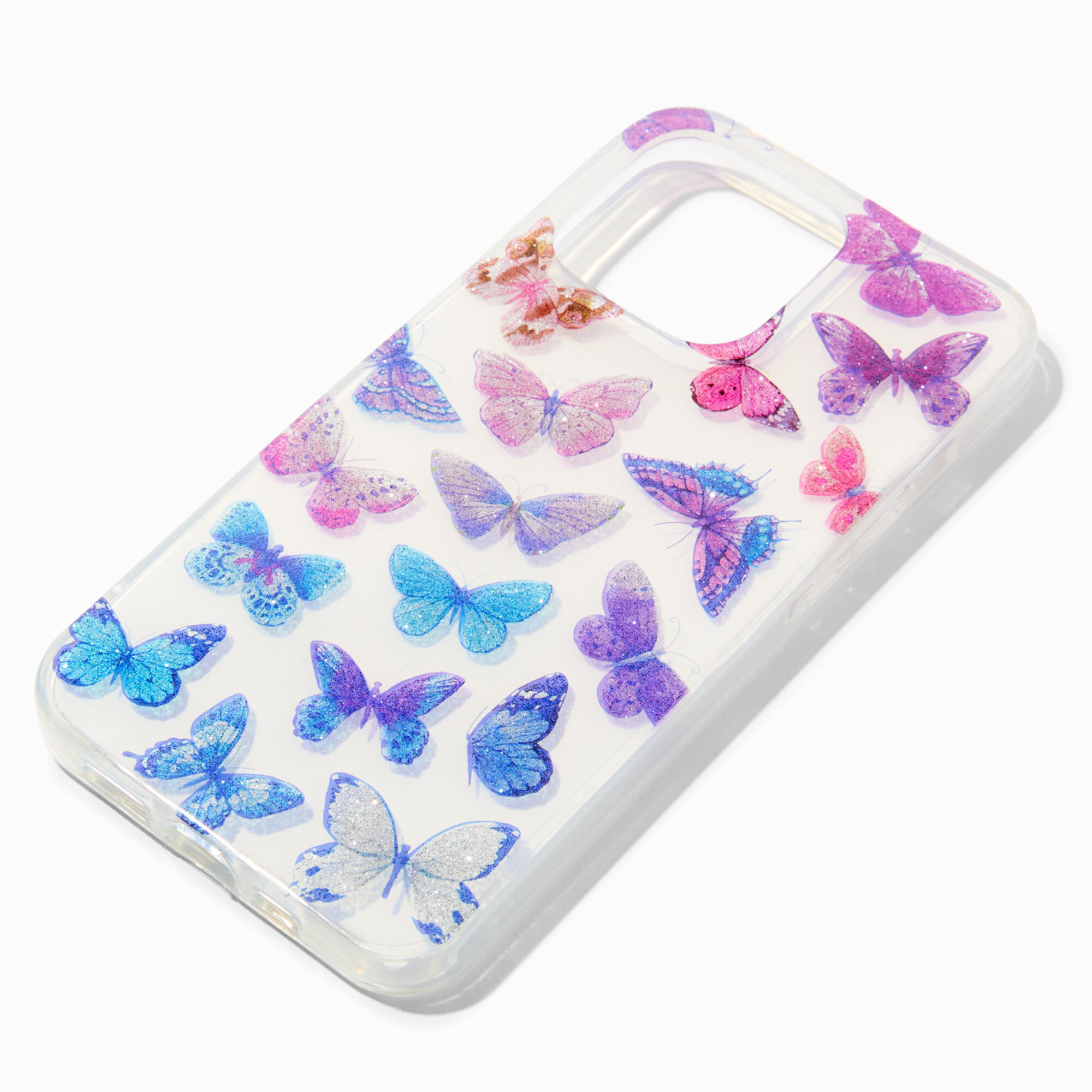 View Claires Glittery Butterflies Phone Case Fits Iphone 13 Pro Rainbow information