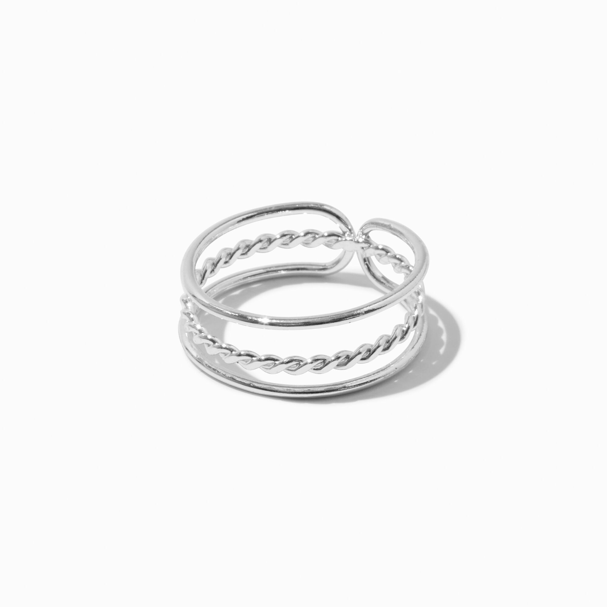 Silver-tone Twisted Geometric Rings - 5 Pack,