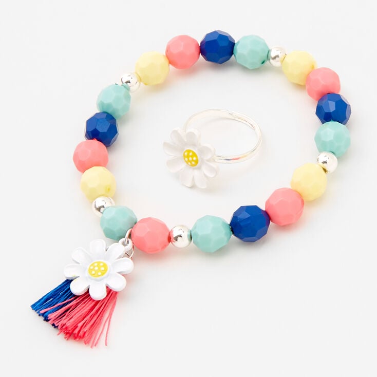 Claire&#39;s Club Coral &amp; Navy Daisy Tassel Jewelry Set - 3 Pack,