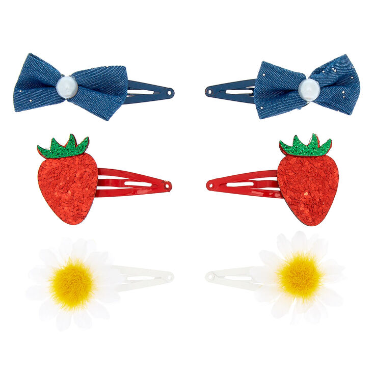 Claire&#39;s Club Strawberry Snap Hair Clips - 6 Pack,