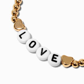 &#39;&#39;Lover&#39;&#39; Gold-tone Beaded Stretch Bracelet ,