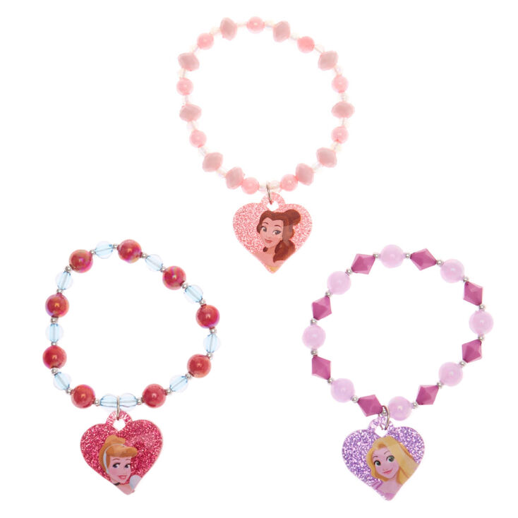 Bracelets &eacute;lastiques avec breloque Disney Princess - Rose, lot de 3,