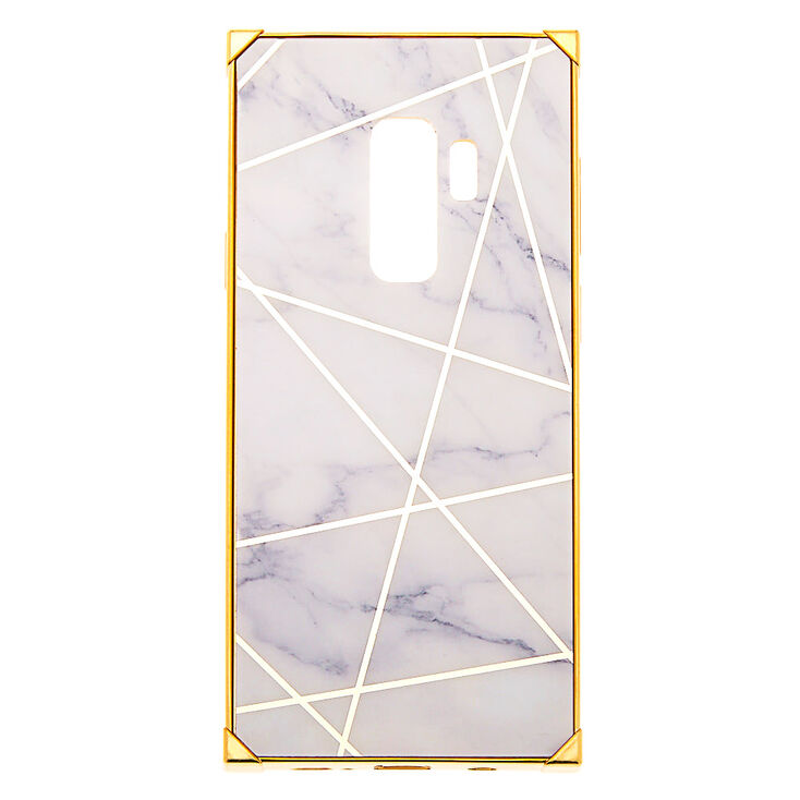 White Gold Marble Geometric Square Phone Case Fits Samsung Galaxy S9 Claire S Us