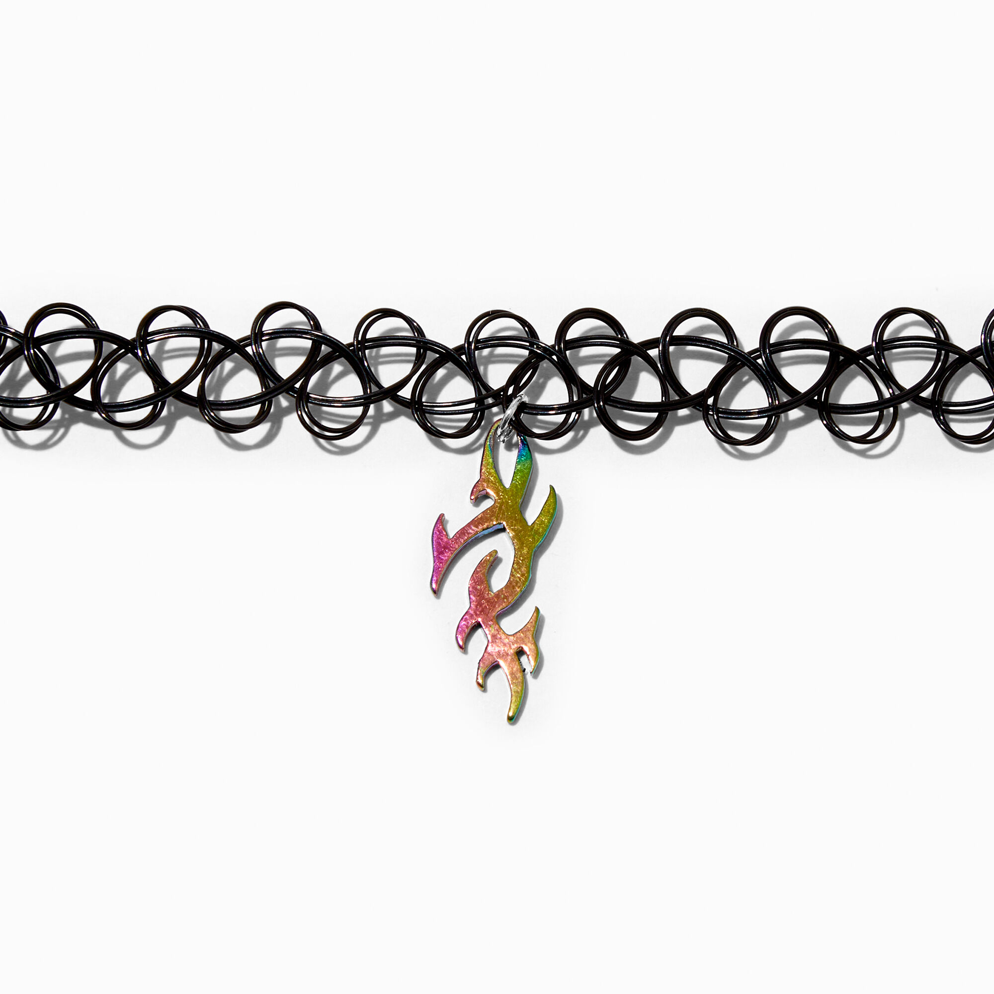 View Claires Anodized Flame Blacktattoo Choker Necklace information