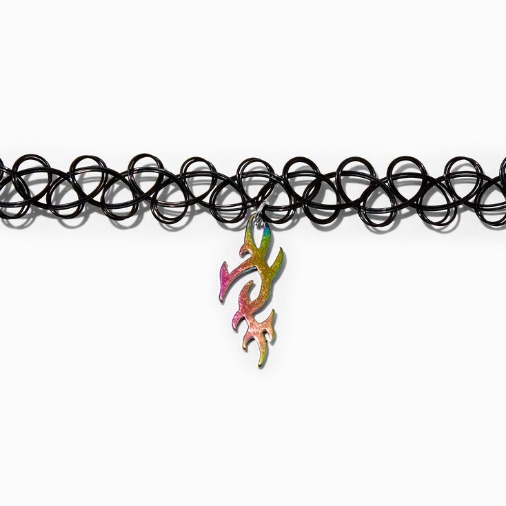 Anodized Flame BlackTattoo Choker Necklace,