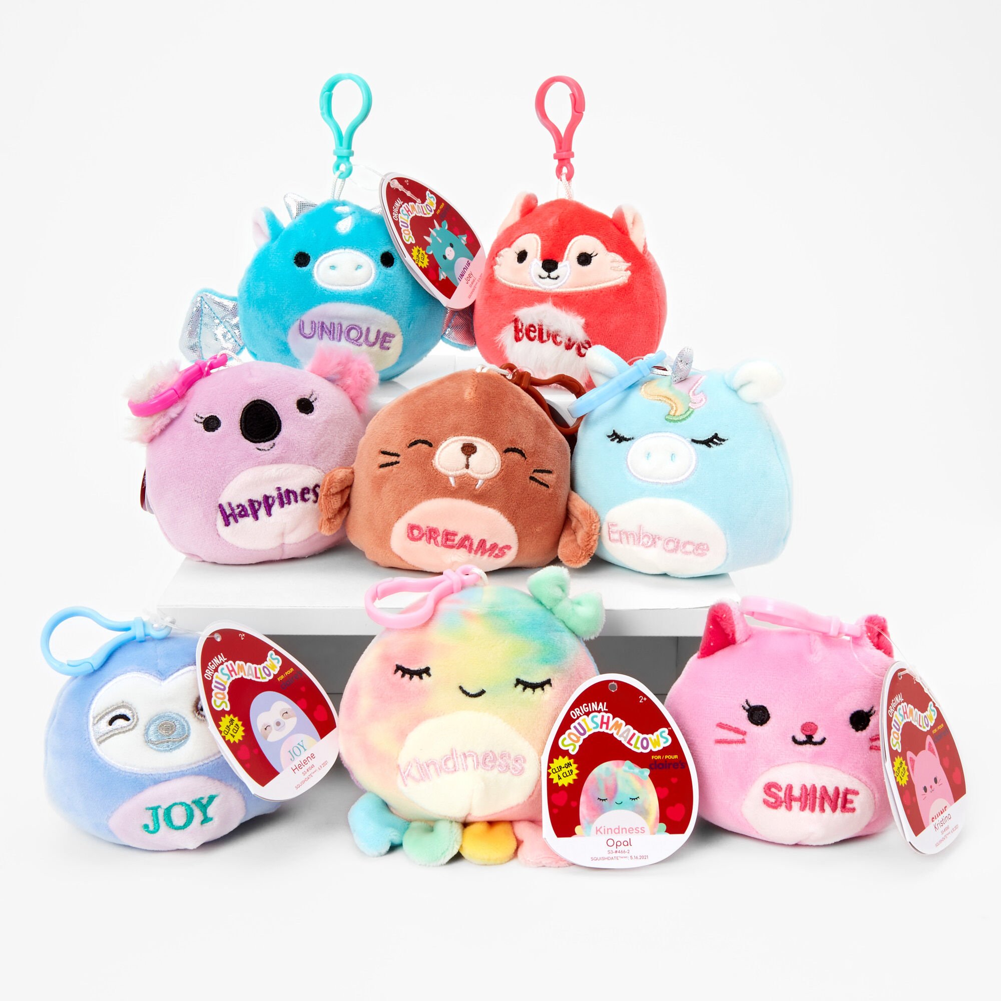 View Claires Squishmallows 35 Inspirational Message Soft Toy Keychain Styles May Vary information