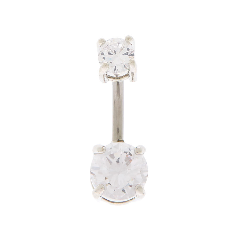 Piercing de nombril couleur titané avec zircon cubique d’imitation,
