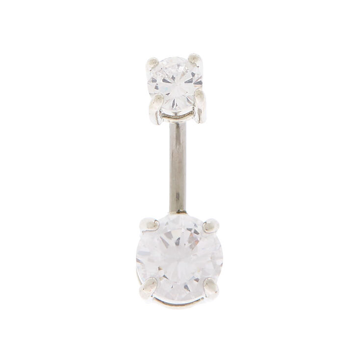 Piercing de nombril couleur titan&eacute; avec zircon cubique d&rsquo;imitation,