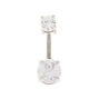 Piercing de nombril couleur titan&eacute; avec zircon cubique d&rsquo;imitation,
