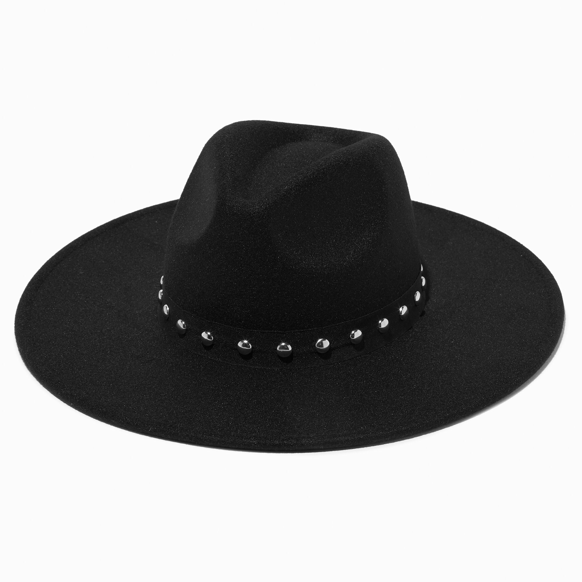 View Claires Silver Studded Cowboy Hat Black information