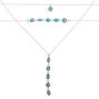 Silver Shimmer Stone Multi Strand Choker Necklace - Aqua,