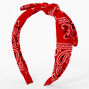 Paisley Print Knotted Bow Headband - Red,