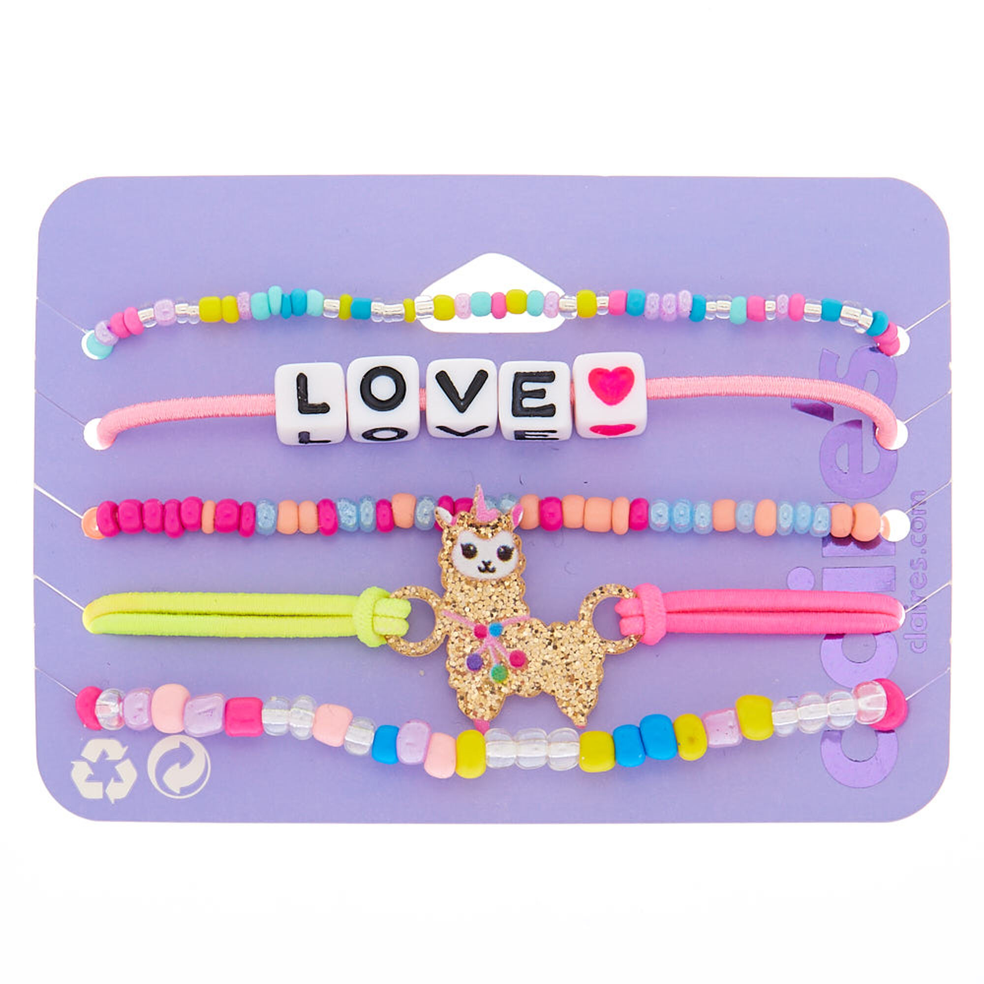 View Claires Llamacorn Beaded Bracelets 5 Pack information