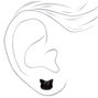 Silver Glitter Cat Stud Earrings - Black,
