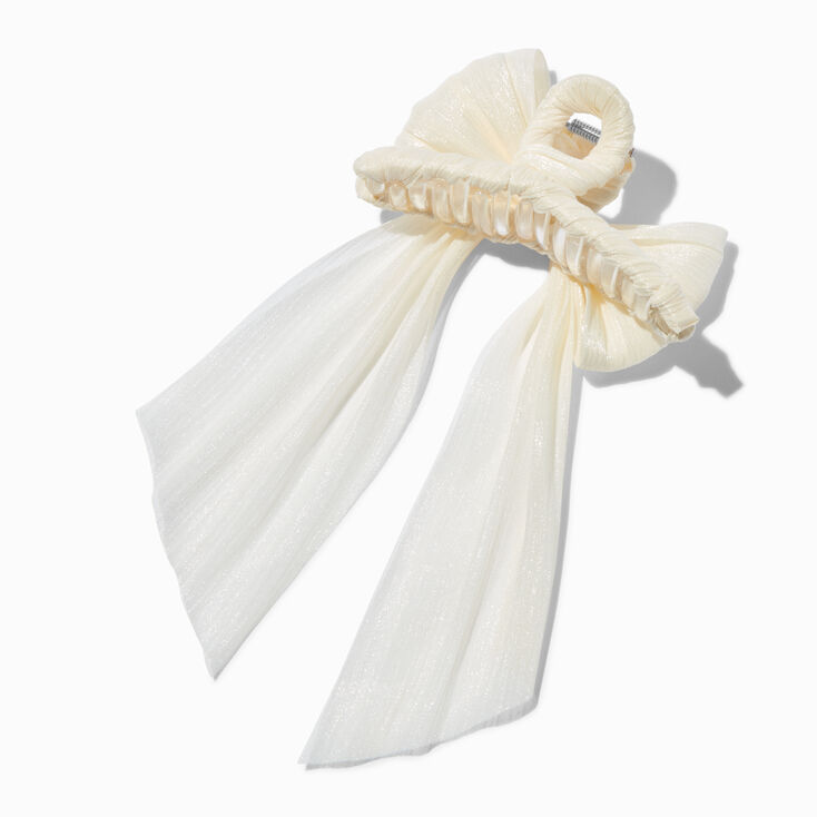 Ivory Organza Bow Hair Claw,