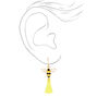 Gold 1&quot; Bee Tassel Drop Earrings - Yellow,