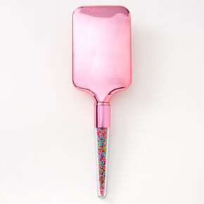 Metallic Pink Bead Filled Paddle Hair Brush,