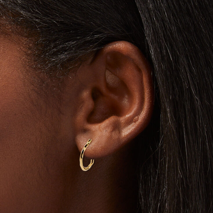 C LUXE by Claire&#39;s 14k Yellow Gold 14MM Laser Etched Hoop Earrings,
