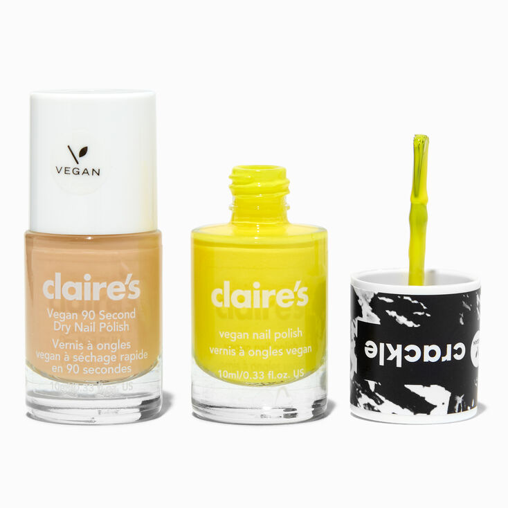 Black &amp; White Crackle Vegan Nail Polish Set - 2 Pack,