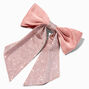 Blush Pink Rhinestone Large Hair Bow Clip,